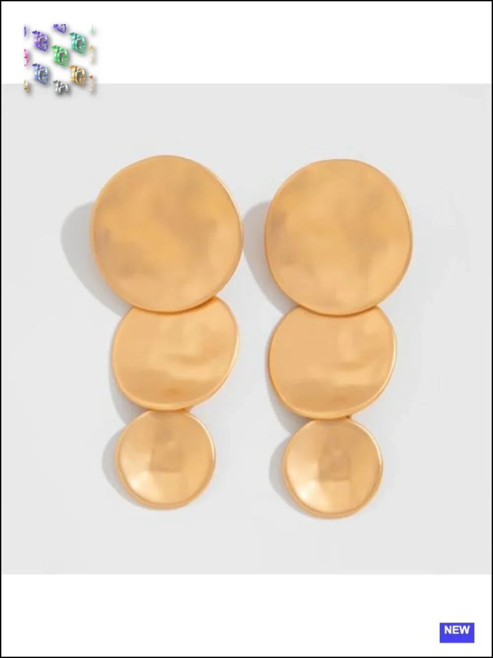 Triple-Layered Chunky Dangle Drop Earrings Geometric Statement Alloy Steel